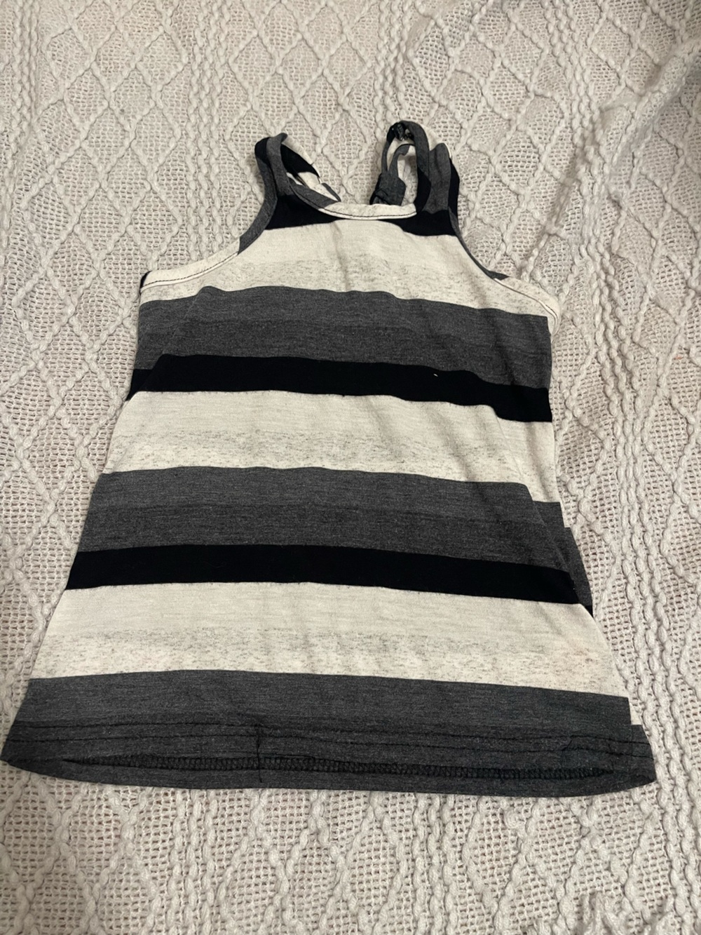 Arizona Jean Company Black, Gray & White Striped Racerback Tank